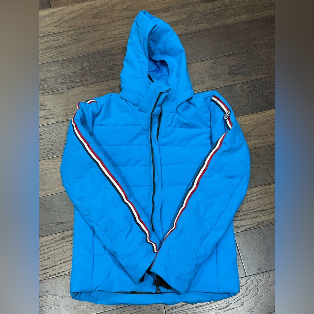Rossignol Blue Kids Ski Jacket with Striped Sleeves